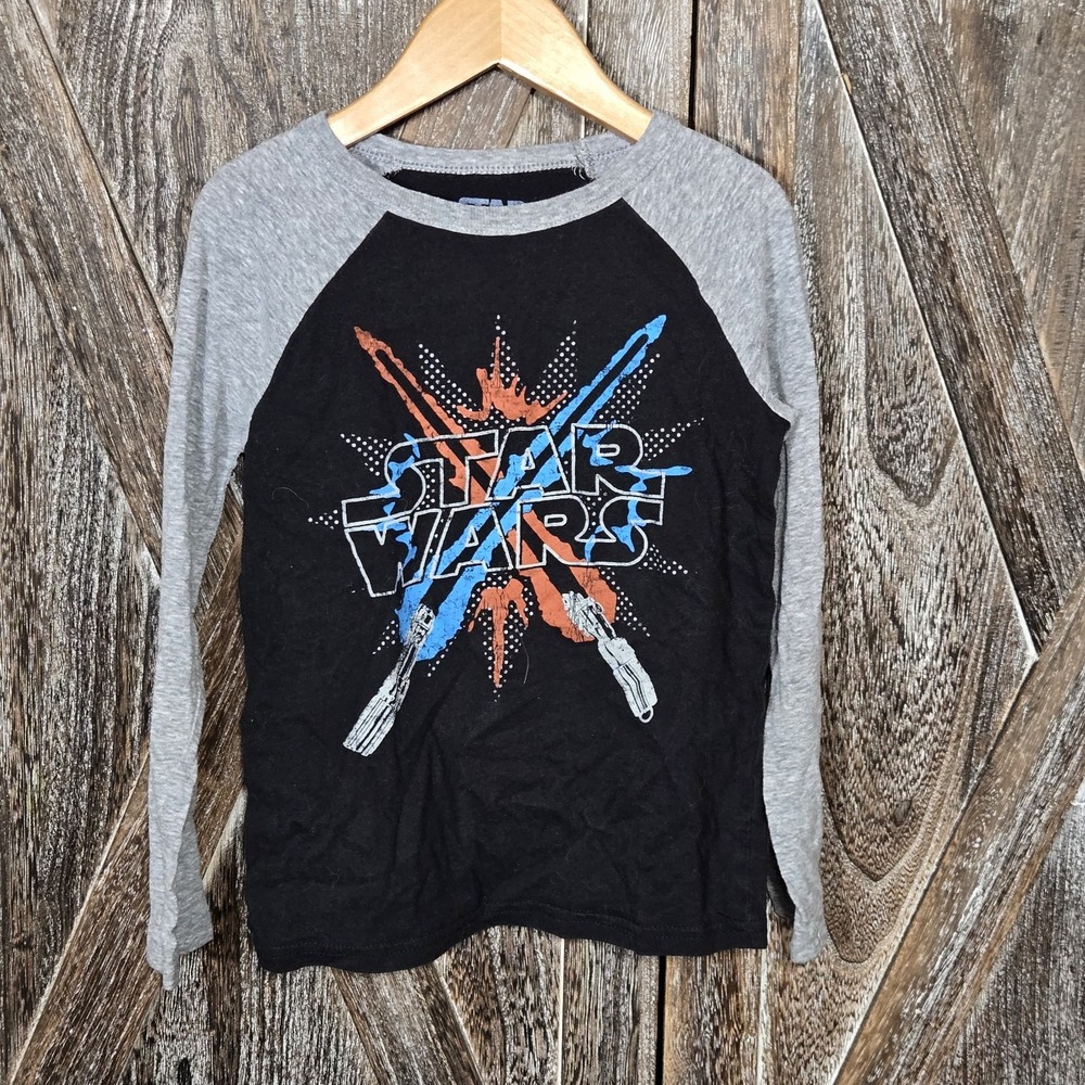 Jumping Bean Youth Long Sleeve Star Wars Raglan Baseball Varsity Shirt Size 5‎